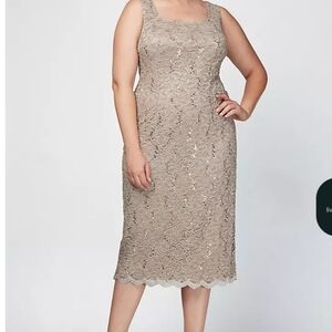 SL Fashions Gold Sequin Lace Dress